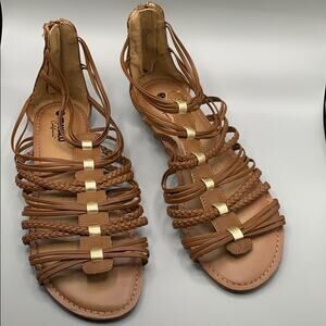 Makalu NANI brown/gold strappy sandals size 10